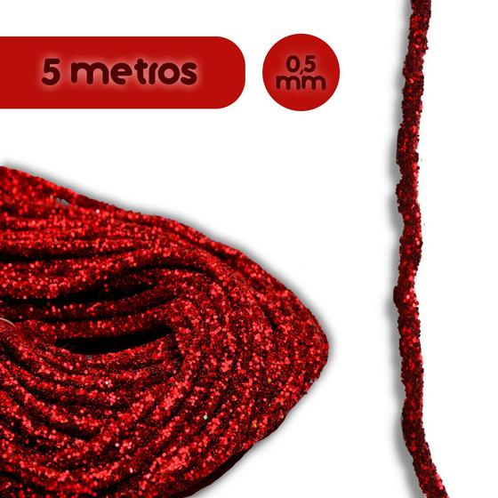 Imagem de Tubo De Strass Com Glitter Vermelho - Para Tiara E Laço - Rolo Com 5 Metros - Nybc