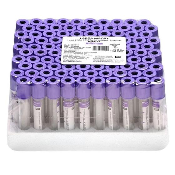 Imagem de Tubo Edta 4,0 Ml Tampa Roxa C/100 - Labor