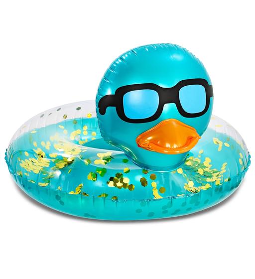 Imagem de Tubo flutuante inflável para piscina de patos POZA Blue Gold Confetti