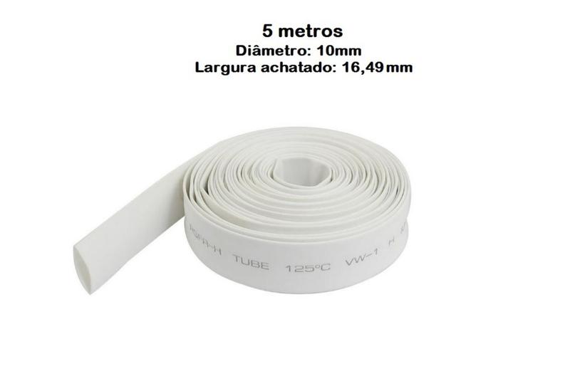 Imagem de Tubo Termo Retrátil Branco com Diâmetro 10mm - Rolo 5 metros