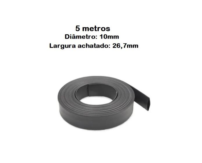 Imagem de Tubo Termo Retrátil Preto com Diâmetro 10mm - Rolo 5 metros