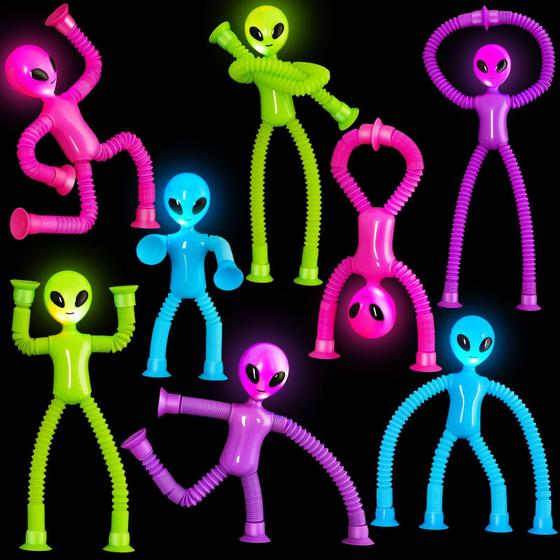 Imagem de Tubos sensoriais Fidget Tubes Lenwen Alien Pop, pacote com 8 luzes