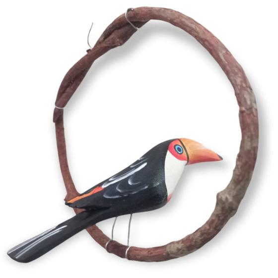 Imagem de Tucano De Galho Mini - Madeira Passaro Natureza Artesanato Jardim Churrasqueira Escultura
