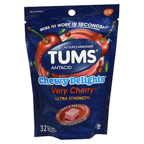 Imagem de Tums Chewy Delights Ultra Strength Soft Chews Very Cherry 32 cada por Nicorette (pacote com 2)