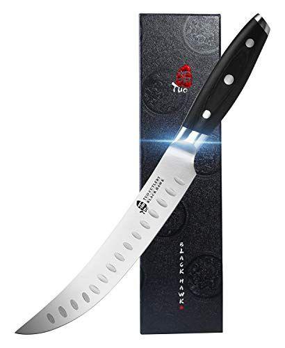 Imagem de Tuo Butcher Knife - Faca de quebra de cimitarra de 8 polegadas - Faca de corte curva - Cleaver de carne de aço hc alemão - Alça total tang pakkawood - BLACK HAWK SERIES com Gift Box