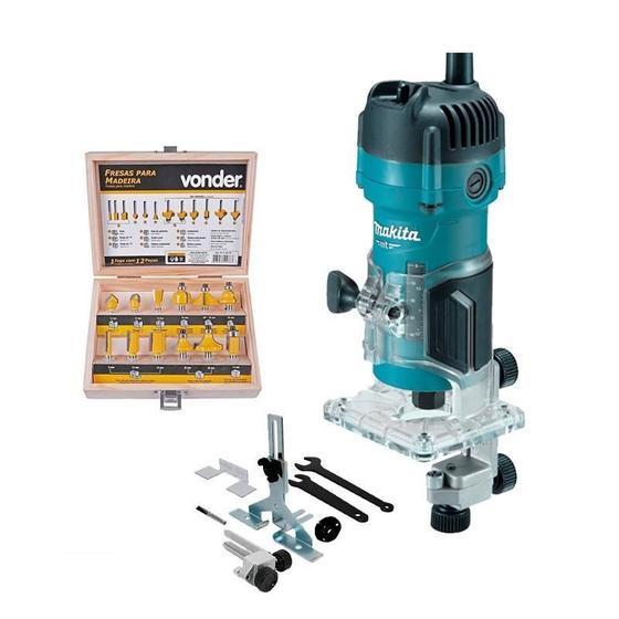 Imagem de Tupia Makita Mt M3700B 530W 220V + Jogo Fresas Madeira 6Mm