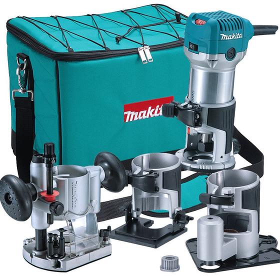 Tupia Manual com Kit 6mm 710 Watts RT0700CX3 Makita Menor preço em Tupia Manual com Kit 6mm 710 Watts RT0700CX3 Makita