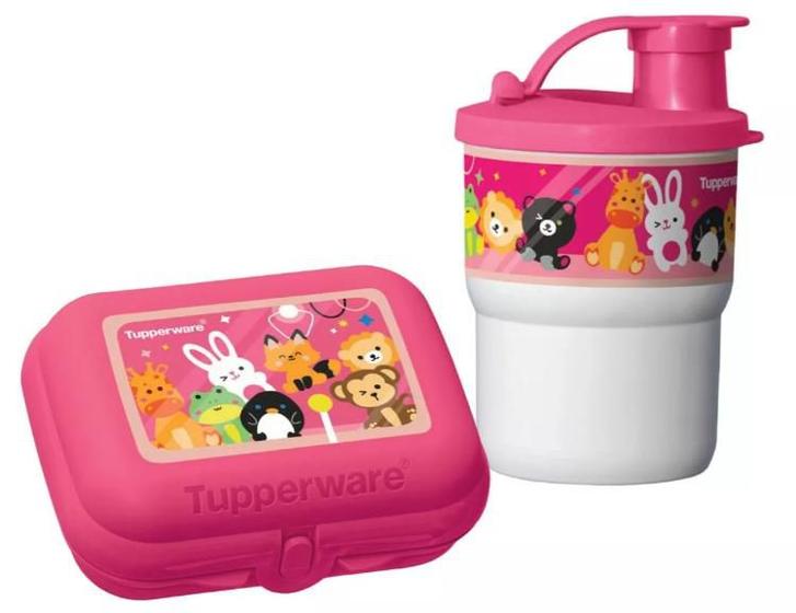 Imagem de Tupperware Copo 225ml + Porta Sandúiche Lancheira infantil bichinho