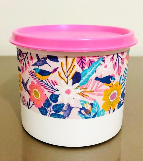 Imagem de Tupperware Importada Redondinha Flores E Beija Flor 500ml