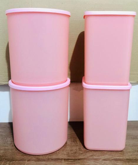 Imagem de Tupperware Jogo 4 Peças  Refri Line Geladeira 3,3lt e 2,2lt Rosa