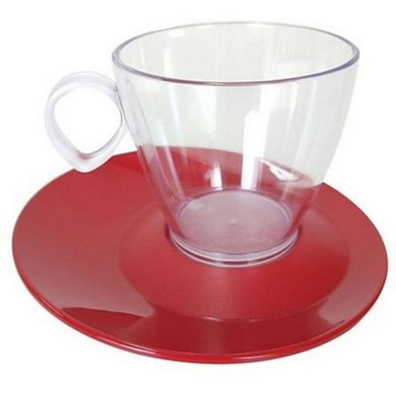 Imagem de TUPPERWARE kIT 4 XÍCARA DESIGN 180ML TRANSPARENTE COM MARSALA