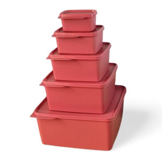 Imagem de Tupperware Kit 5 peças Basic Line Pote Hermético Empilhável