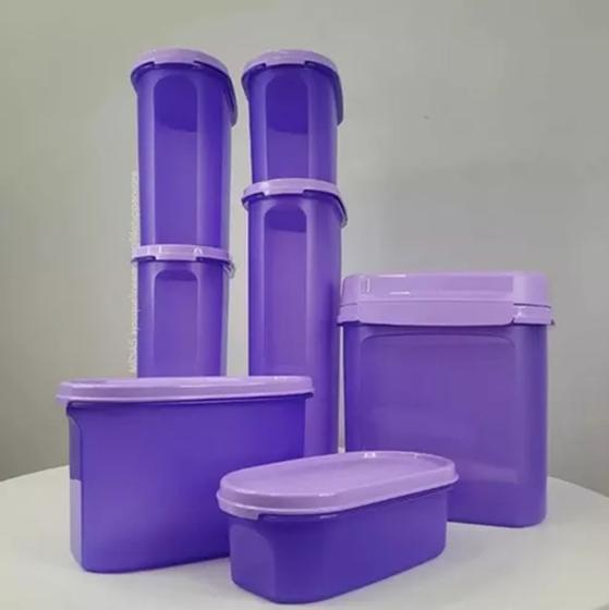 Imagem de Tupperware Kit Armazenagem Cozinha Compacta Modulares Lilás 7 peças