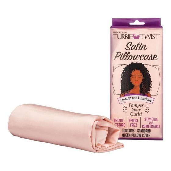 Imagem de Turbie Twist Fronha Cetim Para Cabelos Cacheados Rosa