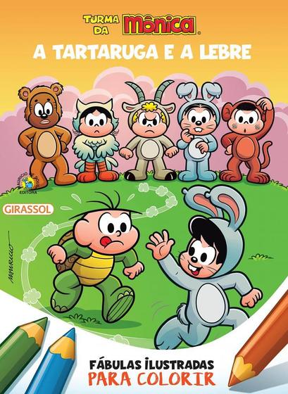 Imagem de Turma da Mônica - Fábulas Ilustradas para colorir - A Tartaruga e a Lebre - Girassol