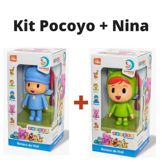 Imagem de Turma Do Pocoyo Kit 2 Bonecos Vinil Pocoyo + Nina