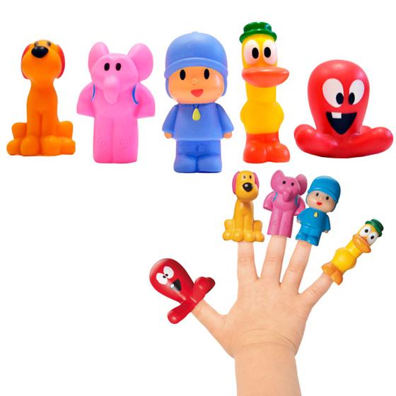 Imagem de Turma do Pocoyo Kit C/ 5 Miniaturas Nina Loula Pato Elly Dedoche Fantoche Boneco de Vinil Brinquedo Infantil - Cardoso Toys