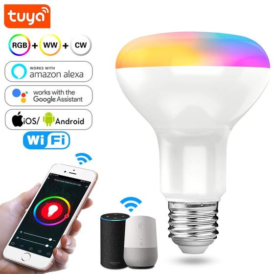 Imagem de Tuya Smart Lâmpada LED E27 15W WiFi Regulável RGB