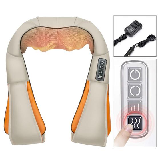 Imagem de U forma shiatsu elétrica volta pescoço ombro corpo massageador xale infravermelho aquecido amassar carro/casa massagem (