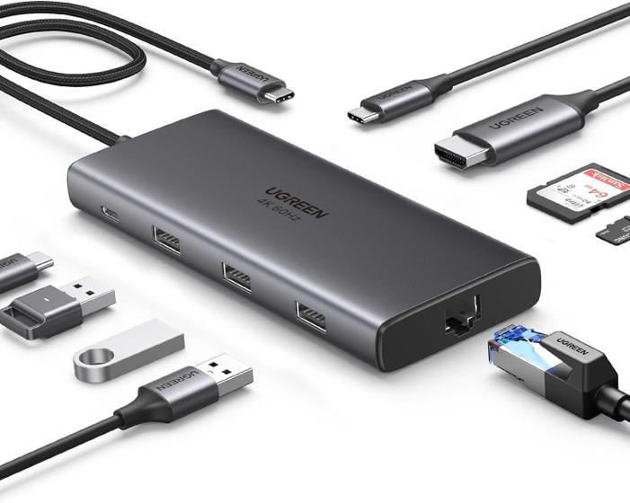 Imagem de Ugreen Hub Usb C 3.2 10Gbps Thunderbolt 3/4 Adaptador 9 Em 1