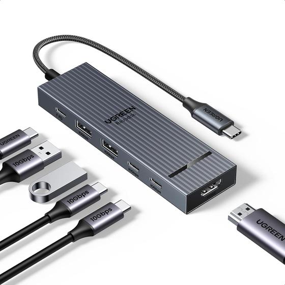 Imagem de UGREEN Revodok Adaptador ( 6 em 1 ) Hub USB C para USB 3.2 10Gbps Gen 2 HDMI 4K 60Hz Tipo C 100W PD