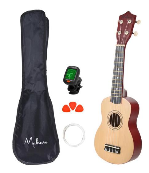Ukulele Acústico Soprano Com Capa Afinador Palhetas Makanu Menor preço em Ukulele Acústico Soprano Com Capa Afinador Palhetas Makanu