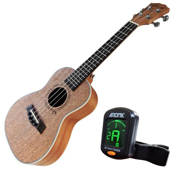 Ukulele Concert Barth Guitars Acústico Natural - AC + Afinador Aroma mod. AT-01A Menor preço em Ukulele Concert Barth Guitars Acústico Natural - AC + Afinador Aroma mod. AT-01A