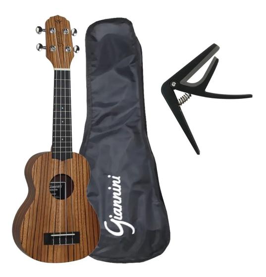 Imagem de Ukulele giannini soprano guk-21 zw zerbra c/ bag e capotraste