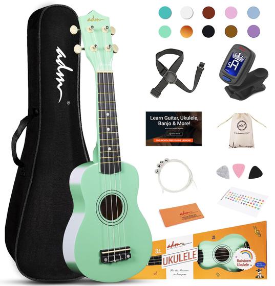 Imagem de Ukulele Soprano ADM Hawaiian Wood 21 - Com Bolsa e Aulas Online (Ciano)