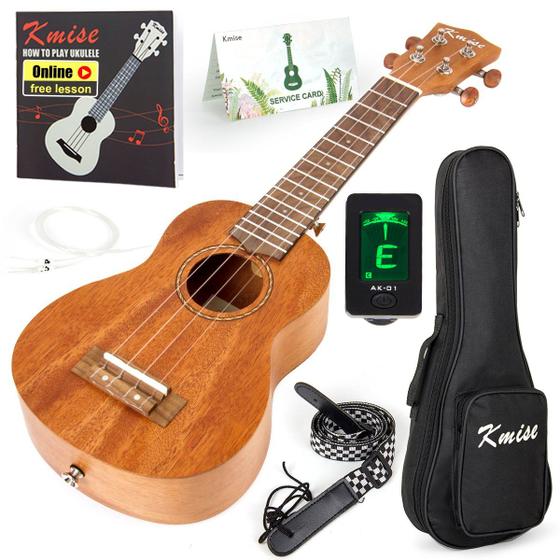 Imagem de Ukulele Soprano Kmise Profissional em Mogno (53cm) com Kit Inicial