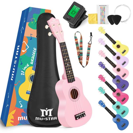 Imagem de Ukulele Soprano MUSTAR 21 Polegadas para Iniciantes - com Acessórios