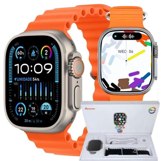 Imagem de Ultra Watch Séries 10 Wearmax W69+ PLUS Gen 2 Amoled prova d'água lançamento  NFC assistente inteligencia artificial chat GPT Smartwatch + 2 Pulseiras