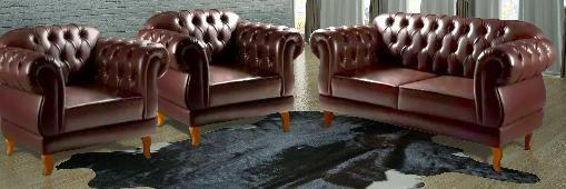 Imagem de Um Sofá 1,80cm + Duas Poltronas Chesterfield Elisabeth CORANO PRETO