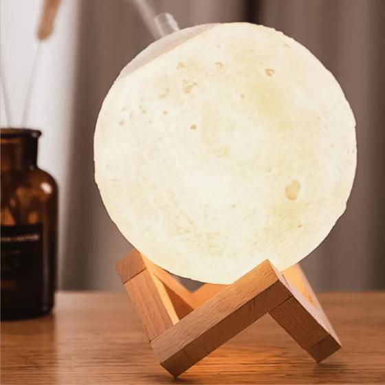 Imagem de Umidificador Abajur Luminária Lua Cheia 3D