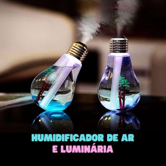 Imagem de Umidificador Aromatizador de Ar e Luminária em formato de Lâmpada