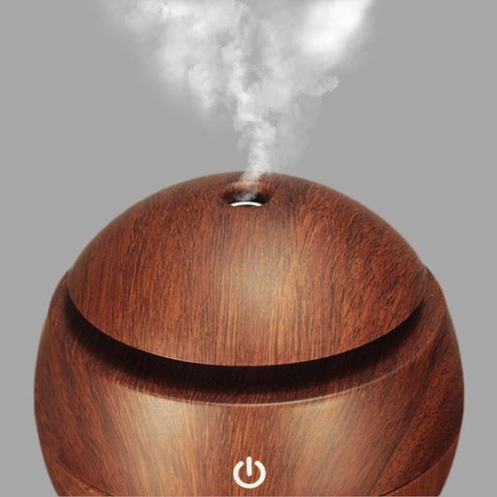 Umidificador Aromatizador De Ar USB Difusor Aromas LED 7 Cores Madeira Escura Menor preço em Umidificador Aromatizador De Ar USB Difusor Aromas LED 7 Cores Madeira Escura