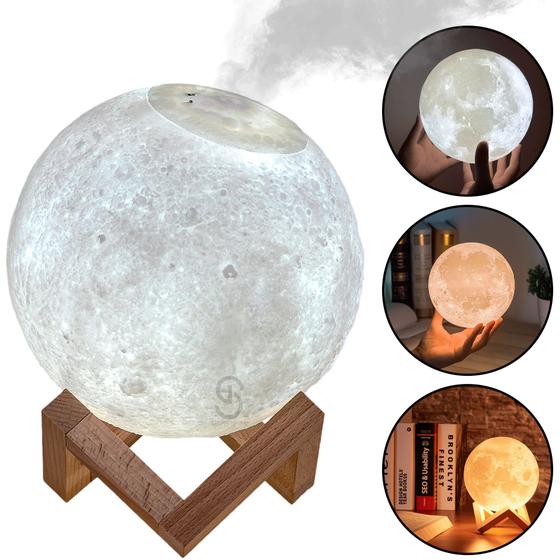 Umidificador Aromatizador Luminária Abajur Lua 3d Difusor Menor preço em Umidificador Aromatizador Luminária Abajur Lua 3d Difusor