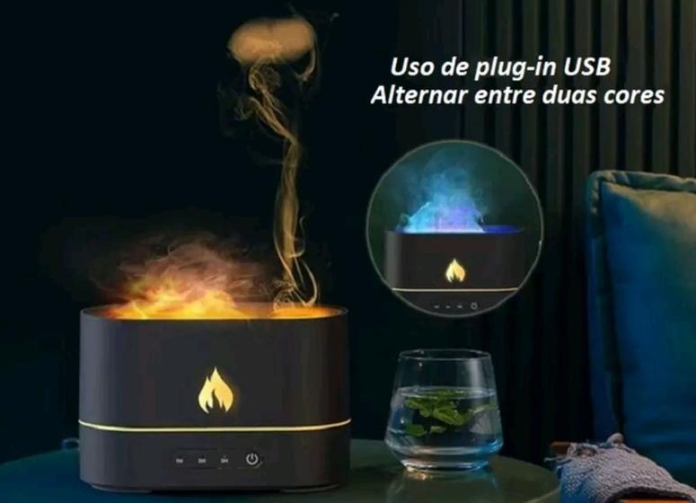 Imagem de Umidificador de Ar Aromatizador Difusor de Oleos Essenciais USB Led RBG Chama - B-Max