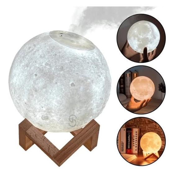 Imagem de Umidificador De Ar Aromatizador Luminária formato lua com led