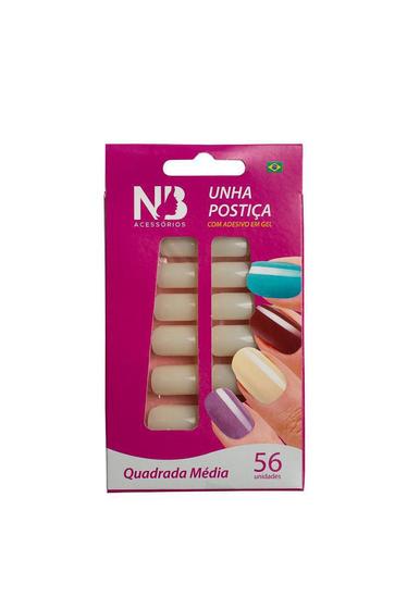 Unha Postiça - Natural -Quadrada Média-Embalagem 56 unidades - Nb ...