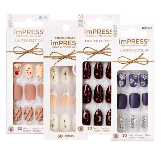 Imagem de Unhas Autocolantes Kiss Impress - Ajuste Flexível, Durabilidade, Vários Formatos