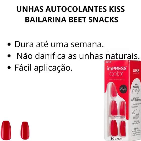 Imagem de Unhas Autocolantes Kiss Ny Impress Bailarina Beet Snacks