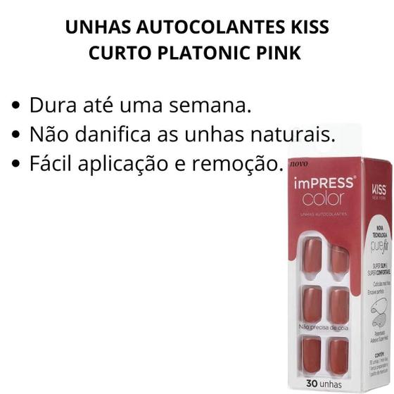 Imagem de Unhas Autocolantes Kiss Ny Impress Curto Platonic Pink
