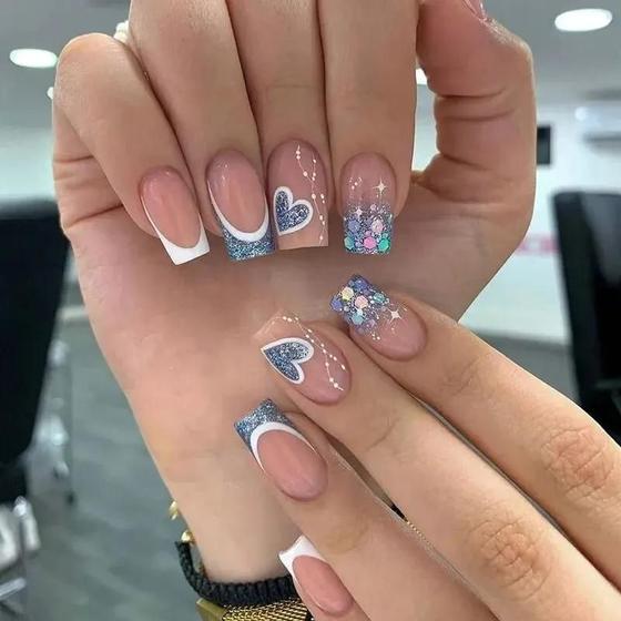Imagem de Unhas Curtas Francesas Pop - Kit com 1 Gel Jelly e Lixa (24 peças)