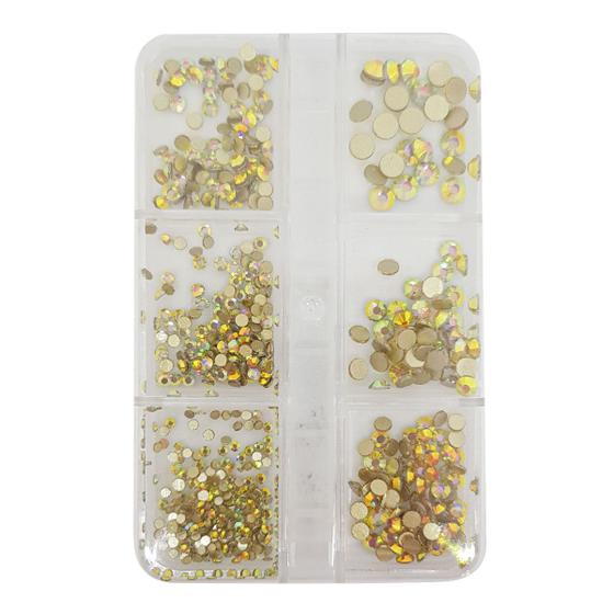 Imagem de Unhas decoradas Strass Gold furta cor 6 tamanhos BZ06