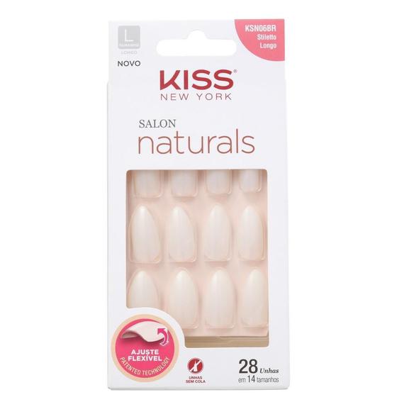 Imagem de Unhas Kiss Salon Natural Longo Estileto KSN06BR