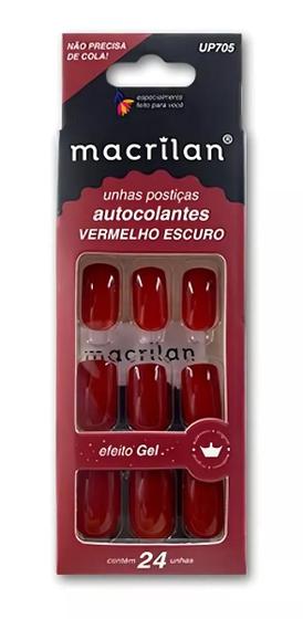 Imagem de Unhas Postiças Autocolantes UP705 tamanho médio Macrilan cor Vermelho Escuro