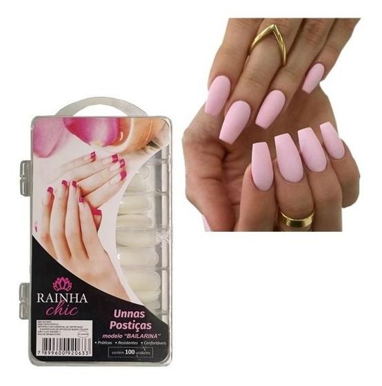 Imagem de Unhas Postiças Bailarina Tips Leitosa Com 100 Unidades