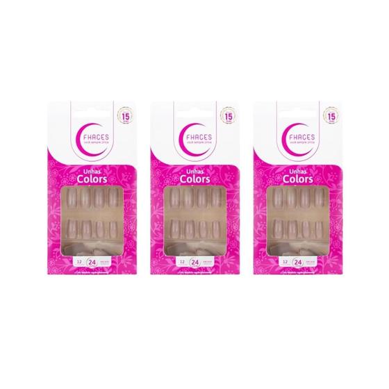 Imagem de Unhas Postiças Fhaces Colors Nude Ref U3051 -Kit C/3Un