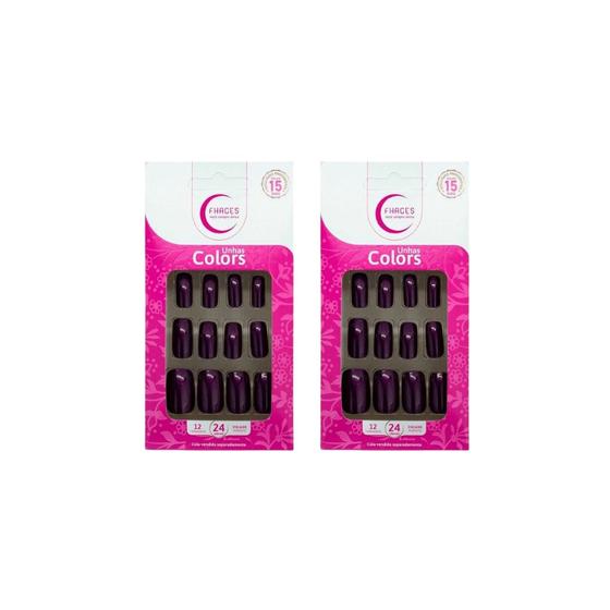 Imagem de Unhas Postiças Fhaces Top Coalt Metalic Purple -Kit C/2un